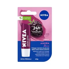 (R$10,44 Mais por Menos) NIVEA Hidratante Labial Amora Shine 4,8 g - Cuidado intensivo para seus lábios, hidratação prolongada, aroma de amora