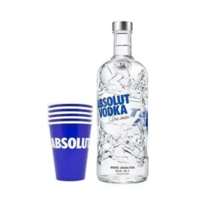 Vodka Absolut Comeback 1L+5 Biocopos Azul Absolut 380ml - R$122