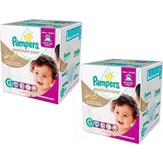 [Submarino] Kit 2 Fraldas Pampers Premium Care Jumbo M  168 un  G  138 un  XG  120 un - R$122