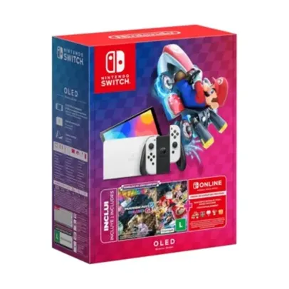 [COM CASHBACK R$1845] Console Nintendo Switch OLED Branco Com Mario Kart 8 