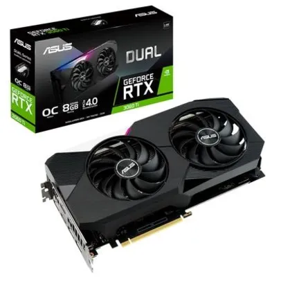 Placa de Vídeo Asus NVIDIA GeForce DUAL RTX 3060 Ti O8G V2, 8GB GDDR6, RGB, DLSS, LHR, Ray Tracing