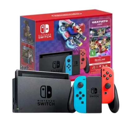 Console Nintendo Switch 32GB V2 Com Jogo Digital Mario Kart 8 Deluxe