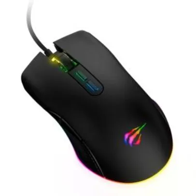 Mouse Gamer Havit MS877 RGB, 2400 DPI, 7 Botões, Black | R$53