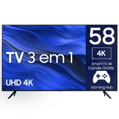 [VIP] Samsung Smart TV 58 Polegadas UHD 4K 58CU7700 2023, XBOX Game Pass, Processador Crystal 4K, Gaming Hub, Tela Sem Limites, Controle SolarCell 