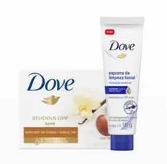 Kit Dove Sabonete Karité e Baunilha 90g + Espuma de Limpeza Facial 15g | R$2,53