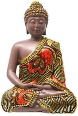 Estatua Decorativa Buda em Resina Lotus No Brand Marrom - R$40