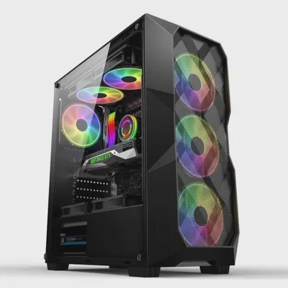 Gabinete Gamer rgb Preto Com Lateral De Vidro 3 FANs - GB1710 - Hayom