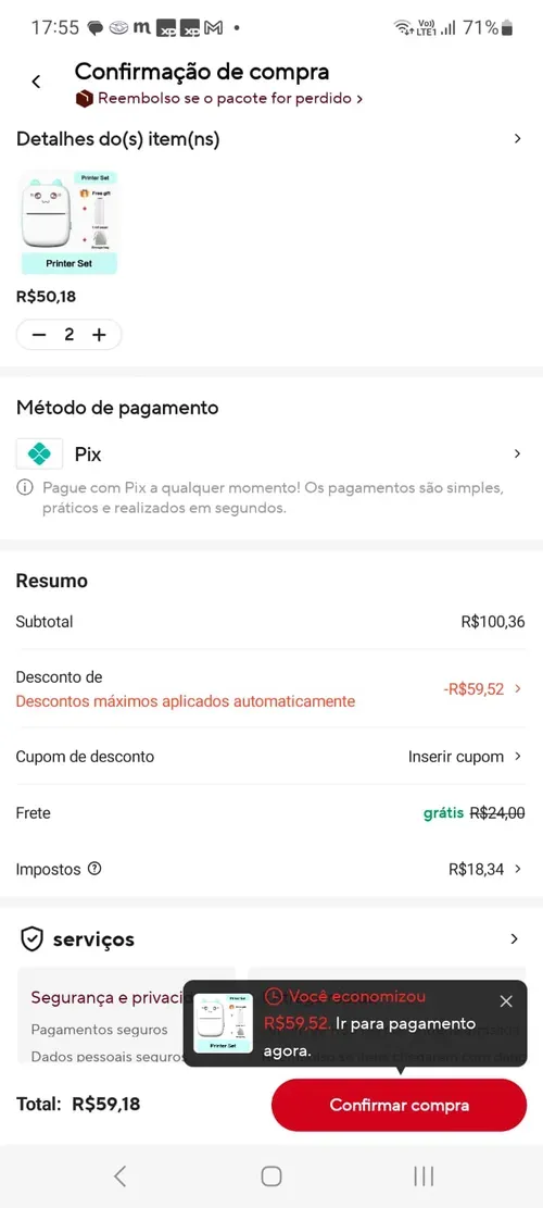 Imagem na descrição da promoção