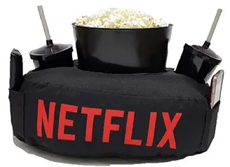 Kit Almofada C/Porta Pipoca Balde +2 Copos Netflix C/Bolso, Presente Dia dos Namorados