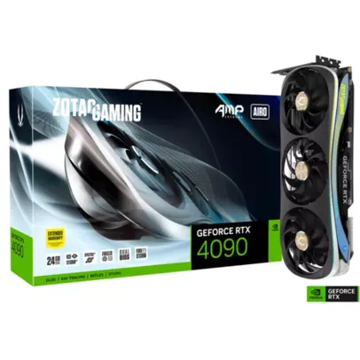 Placa de Vídeo ZOTAC NVIDIA GeForce RTX 4090 AMP Extreme AIRO, 24GB, GDDR6X, DLSS, Ray Tracing, ZT-D40900B-10P