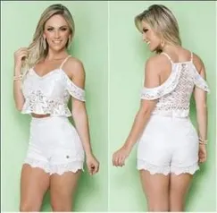 [Devine Moda Feminina] - CONJUNTO CROPPED RENDA MAX GLAMM - R$129,90