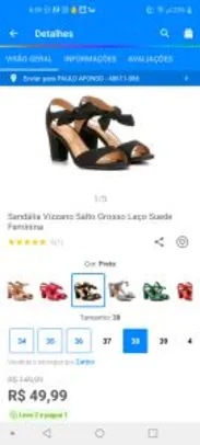 Sandália Vizzano Salto Grosso Laço Suede Feminina [Leve 2 pague 1] R$50