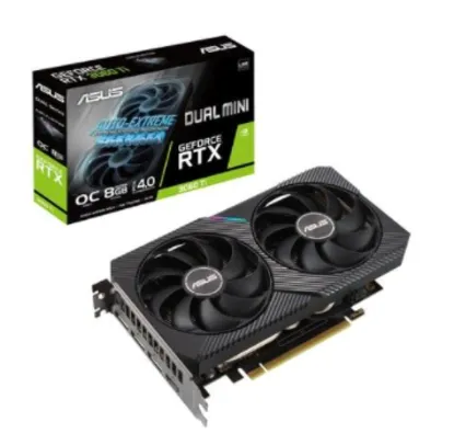 Placa de Vídeo Asus Dual NVIDIA GeForce RTX 3060 TI O8G Mini V2 OC, RGB, 8GB GDDR6, LHR, DLSS, Ray Tracing - 90YV0FT2-M0NA00