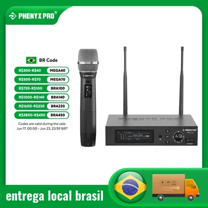 Sistema de Microfone Sem Fio True Diversity Phenyx Pro PTU-1U