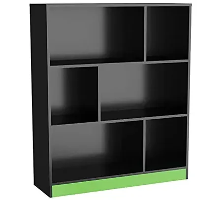 Estante Gamer com 6 Nichos B25 - Preto/Verde