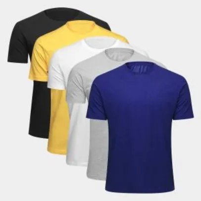 Kit Camiseta Básica c/ 5 Peças Masculina - Básicos