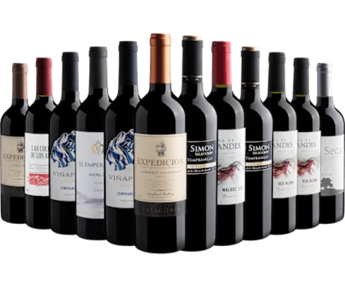 Kit 12 Vinhos Tintos por R$21,90 cada garrafa*