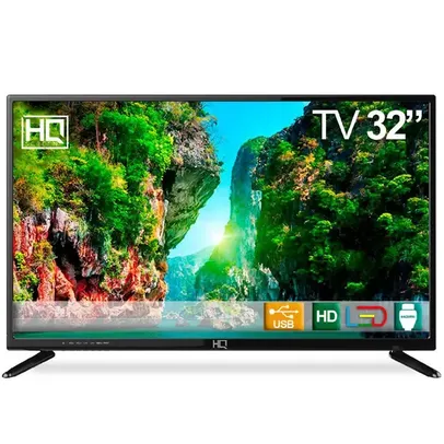 TV LED 32" HQ HQTV32 Resolução HD com Conversor Digital 2 HDMI 2 USB Recepção Digital