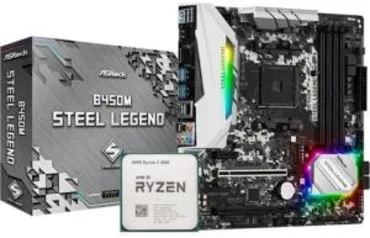 Placa-mãe Asrock b450m b450 com processador cpu ryzen 5 3600 am4 - R$1602