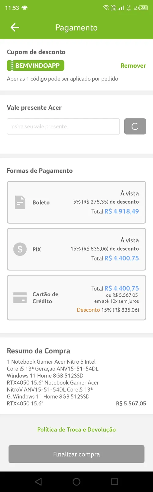 Imagem na descrição da promoção