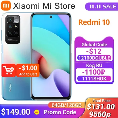 [11.11] Smartphone Xiaomi Redmi 10 4GB RAM 64GB