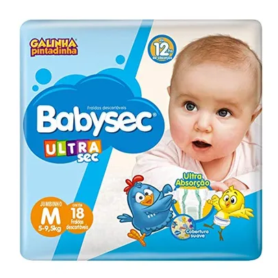 R$ 14,50: Fralda Babysec Ultrasec Galinha Pintadinha, M, 18 unidades