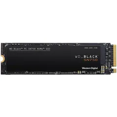 SSD WD Black SN750, 500GB, M.2, NVMe, Leitura 3430MB/s, Gravação 2600MB/s - WDS500G3X0C