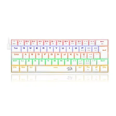 Teclado Mecanico Redragon Lakshmi, Rainbow, ABNT2, Compacto, Switch Vermelho, Lunar White, K606W-R-PT-RED