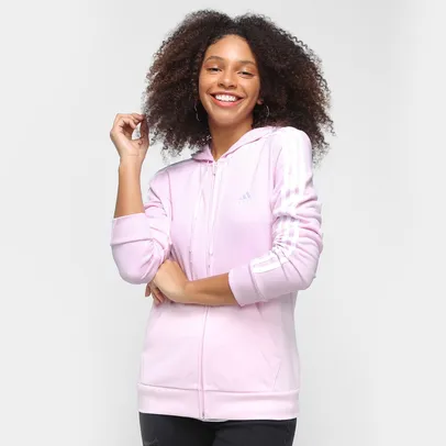 Jaqueta Adidas 3 Listras Feminina - Rosa+Branco | R$ 170