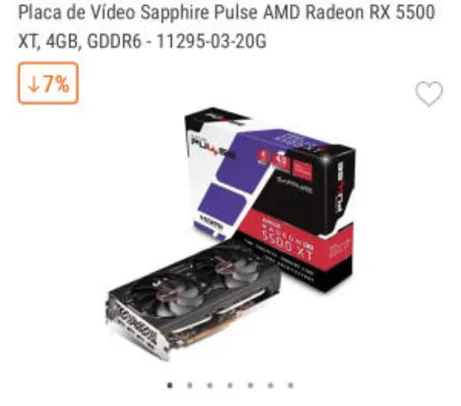 Placa de Vídeo Sapphire Pulse AMD Radeon RX 5500 XT, 4GB, GDDR6 - 11295-03-20G | R$1.300