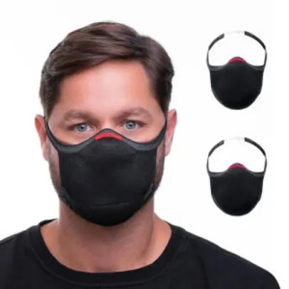 Kit com 2 Máscaras de Proteção Knit 3D Preta - Fiber | R$ 95