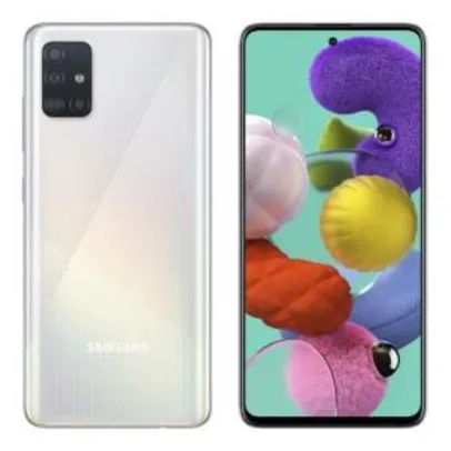 Smartphone Samsung Galaxy A51, Dual Chip, Branco, Tela6,5", 4G+WiFi+NFC, Android, Câm Traseira 48+12+5+5MP e Frontal 32MP,128GB R$1.574