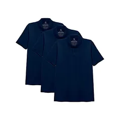 Kit 3 Camisas Polo, basicamente., Masculino, Azul Marinho, P, M ou G