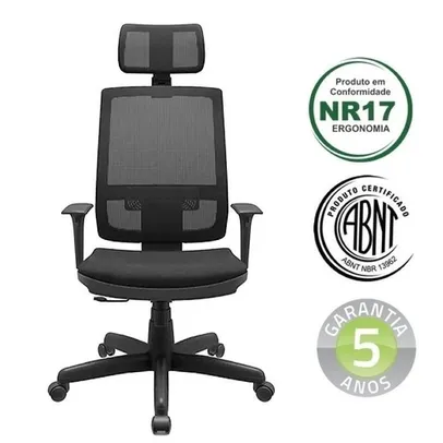 [A VISTA] Cadeira Presidente Brizza Relax Assento Couríssimo com apoio de cabeça | R$850
