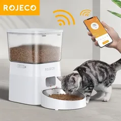 [Primeira Compra R$225,18] ROJECO 2L Alimentador automático para animais de estimação para gato Cachorro versão WIFI com controle de APP