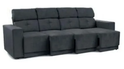 Sofá 4 Lugares Retrátil Frank Suede Amassado Chumbo - R$ 659,99