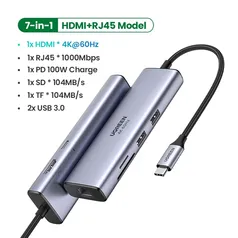 Hub Usb 60hz 4k C Usb Para Hdmi 2.0 Adaptador Usb 3.0 Pd Rj45 compatível com Macbook M1