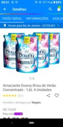 Kit Amaciante Downy Brisa de Verão Concentrado - 1,6L 4 Unidades 4 Unidades