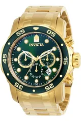 Relógio Invicta 0075 Pro Diver Chronograph, banhado a ouro 18k