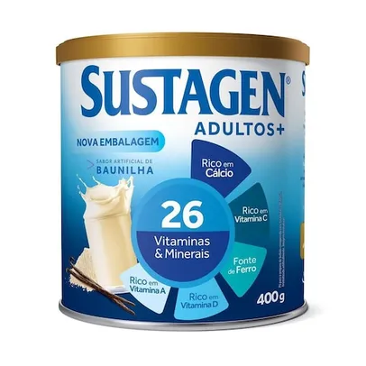 Complemento Alimentar Sustagen Adultos+ Sabor Baunilha Lata 400g - Kit com 4 Unidades