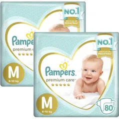 Kit Fralda Pampers Premium Care Jumbo Tamanho M 160 Unidades