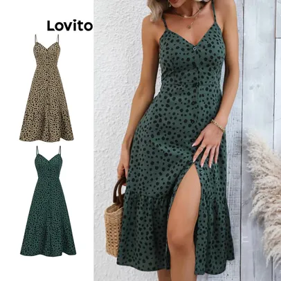 Vestido casual feminino com babados