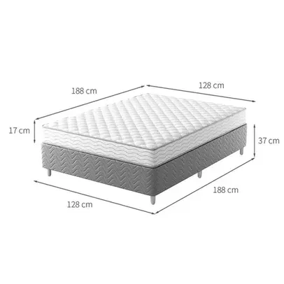 cama box com colchão viúva howie espuma d33 (17x128x188) branco e cinza - Branco