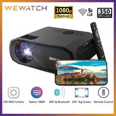 [Armazém BR] Projetor WEWATCH V50 Pro, com Wi-Fi 5G e Espelhamento de Tela, 1920x1080p Full HD nativo, roda 4k, 18000 Lumens