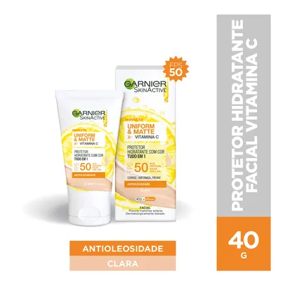 Protetor Hidratante Garnier  Uniform&amp;Matte Vitamina C Fps50 Cor Clara 40g