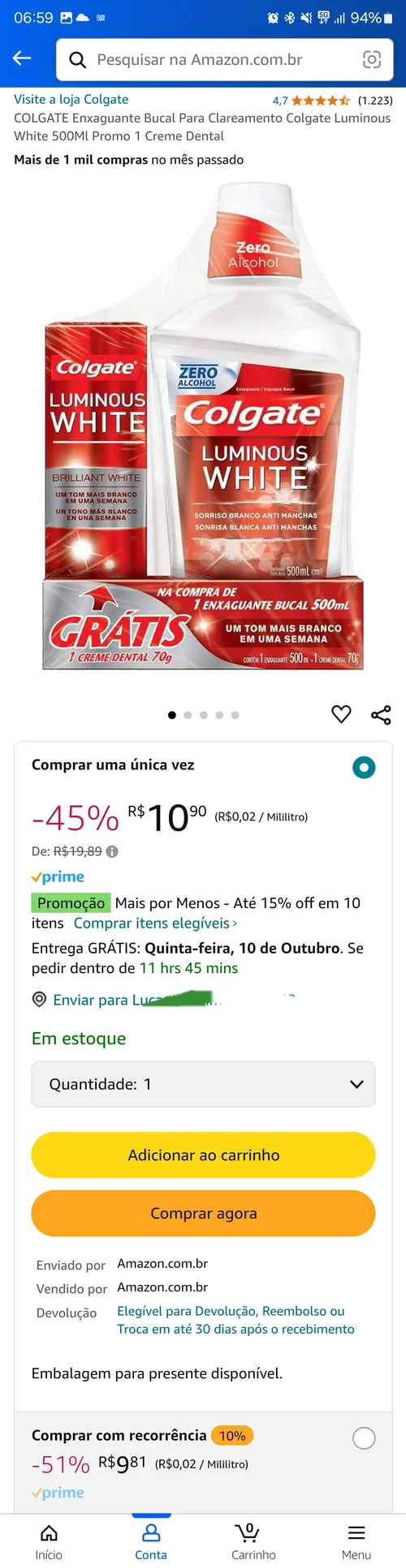 Imagem na descrição da promoção