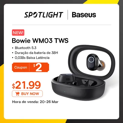 Fones de ouvido sem fio tws bluetooth 5.3 Baseus wm03