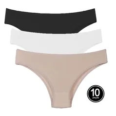 Kit 10 Calcinha de Algodão Tanga Sortida Comfort Cotton Feminina A10