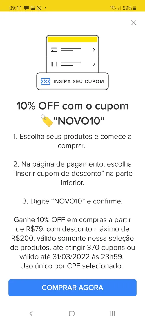 Imagem na descrição da promoção