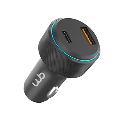 [Prime] WB Carregador USB-C e USB-A rápido Veicular com duas entradas 48W, Preto